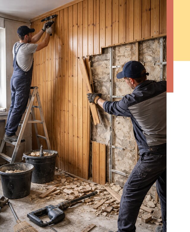 Демонтаж вагонки со стен в Бугуруслане от 1478 руб. — снятие, удаление, срочно | ОТДЕЛОЧНИК-Бгр