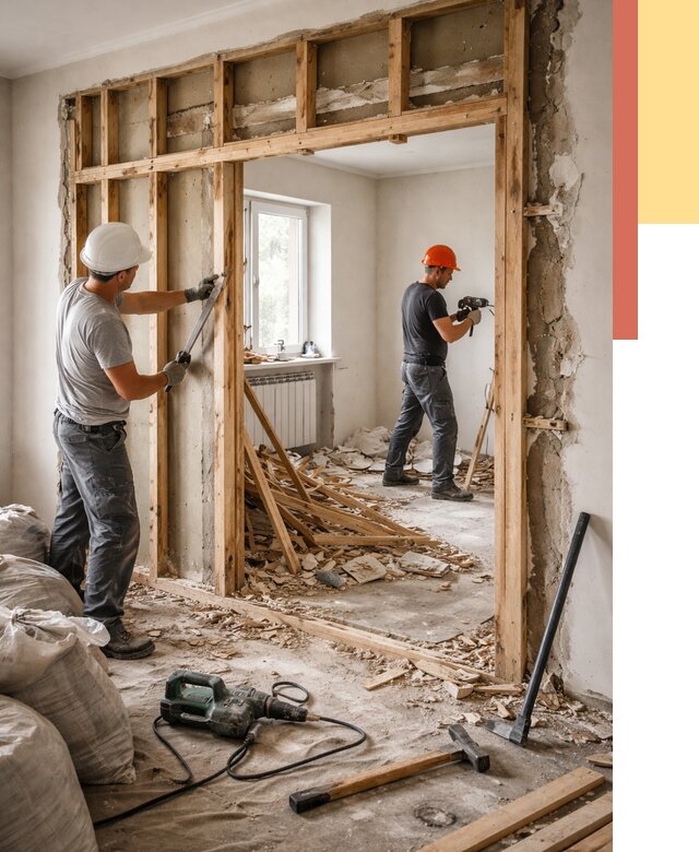 Демонтаж деревянных перегородок в Бугуруслане от 3261 руб. — быстро и недорого | ОТДЕЛОЧНИК-Бгр