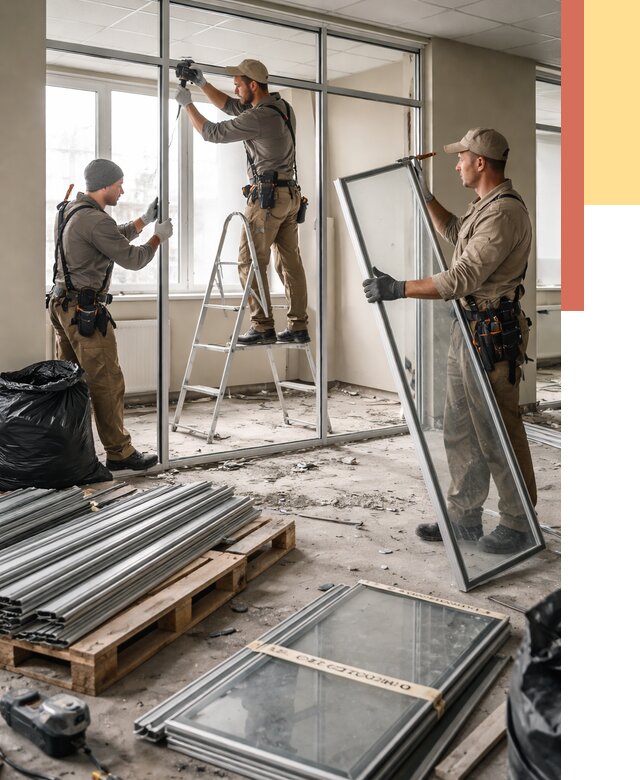 Демонтаж алюминиевых перегородок в Бугуруслане от 4280 руб. — быстро и недорого | ОТДЕЛОЧНИК-Бгр