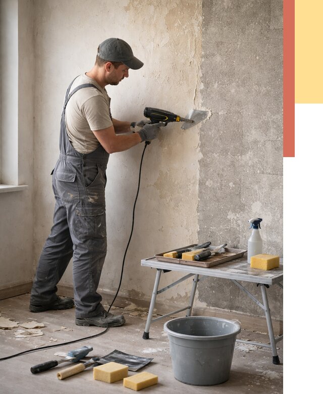 Очистка стен от клея в Бугуруслане от 1885 руб. — снятие и удаление клея со стен | ОТДЕЛОЧНИК-Бгр