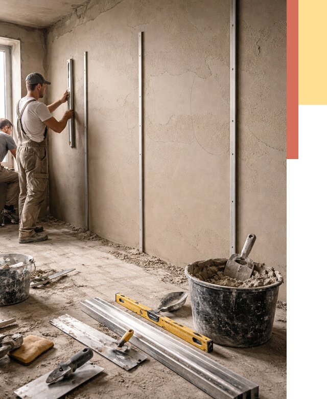 Штукатурка стен по маякам в Бугуруслане от 5605 руб./м² — выравнивание под ключ | ОТДЕЛОЧНИК-Бгр