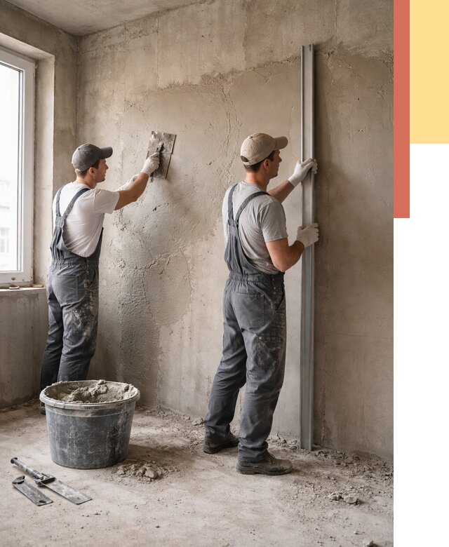 Штукатурка бетонных стен в Бугуруслане от 4586 руб/м² — качественно и быстро | ОТДЕЛОЧНИК-Бгр