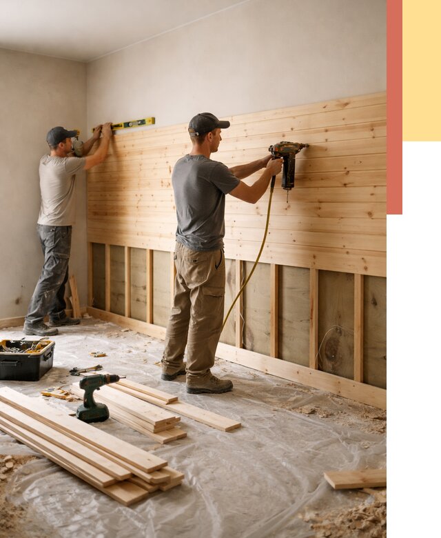 Монтаж деревянной вагонки на стены в Бугуруслане от 7643 руб. | Услуги монтажа вагонки | ОТДЕЛОЧНИК-Бгр