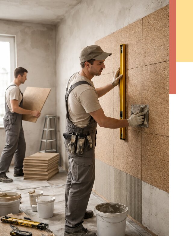 Монтаж пробковых панелей на стены в Бугуруслане от 3567 руб. — ОТДЕЛОЧНИК-Бгр