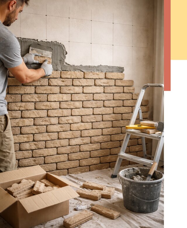 Монтаж декоративного кирпича в Бугуруслане от 3261 руб./м² — быстро и недорого | ОТДЕЛОЧНИК-Бгр