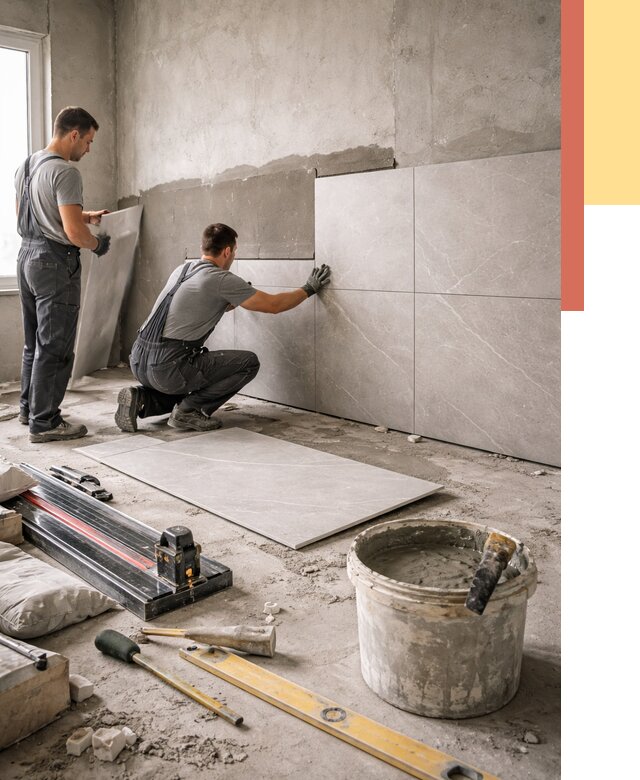 Облицовка стен керамогранитом в Бугуруслане от 4280 руб./м² — услуги под ключ | ОТДЕЛОЧНИК-Бгр