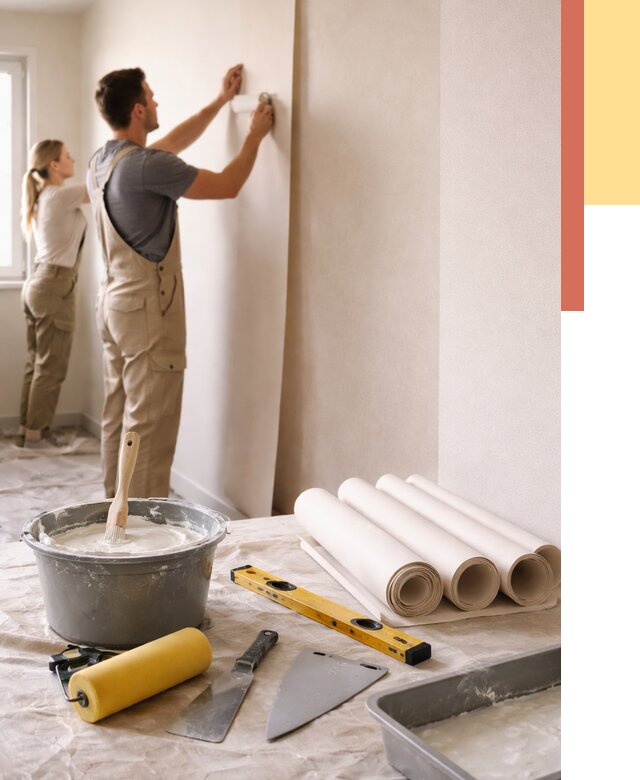 Поклейка бумажных обоев в Бугуруслане от 5605 руб./м2 — быстро и недорого | ОТДЕЛОЧНИК-Бгр