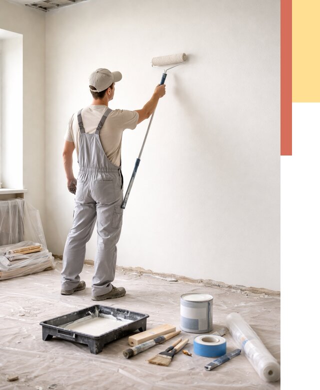 Покраска стен водоэмульсионной краской в Бугуруслане от 459 руб. за м² | ОТДЕЛОЧНИК-Бгр