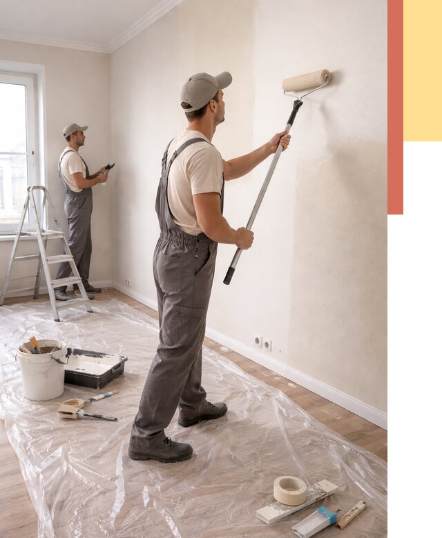 Покраска стен акриловой краской в Бугуруслане от 3567 руб./м² — быстро и недорого | ОТДЕЛОЧНИК-Бгр