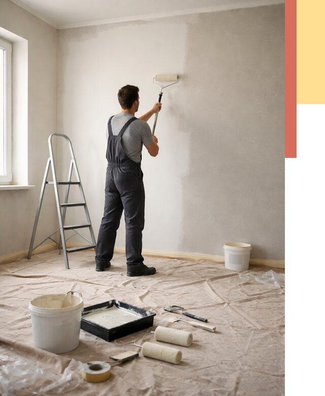 Покраска стен моющейся краской в Бугуруслане от 357 руб./м² — быстро и недорого | ОТДЕЛОЧНИК-Бгр