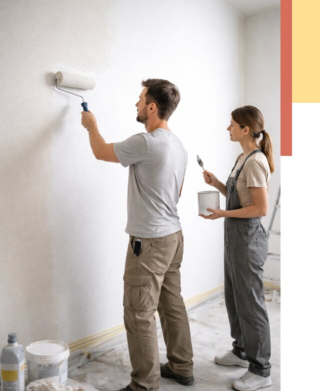 Окраска стен по стеклохолсту в Бугуруслане от 4586 руб/м² под ключ | ОТДЕЛОЧНИК-Бгр