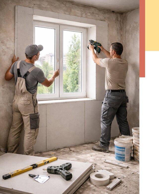 Монтаж откосов из гипсокартона в Бугуруслане от 4586 руб. под ключ | ОТДЕЛОЧНИК-Бгр