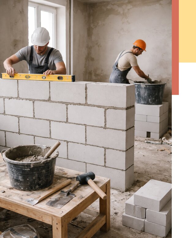 Кладка перегородок из газобетона в Бугуруслане от 3261 руб. под ключ | ОТДЕЛОЧНИК-Бгр