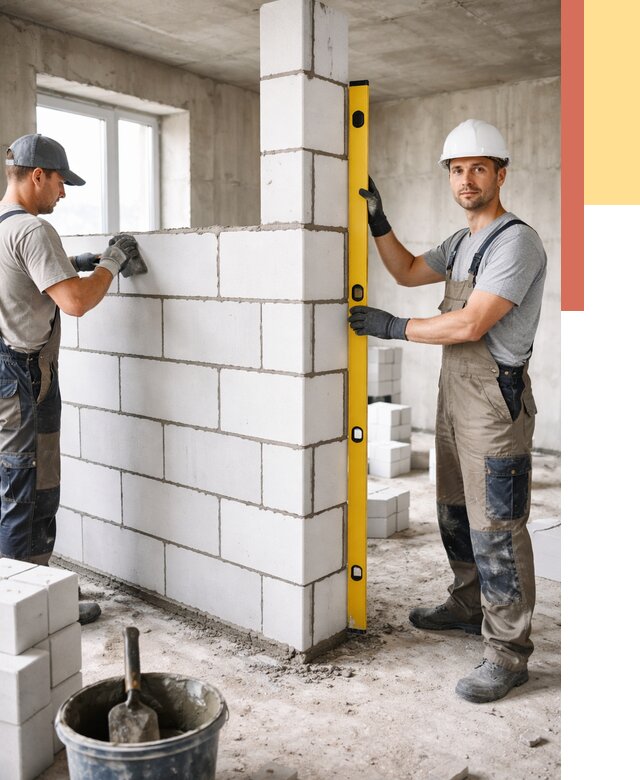 Кладка перегородок из пеноблока в Бугуруслане от 1834 руб. под ключ | ОТДЕЛОЧНИК-Бгр