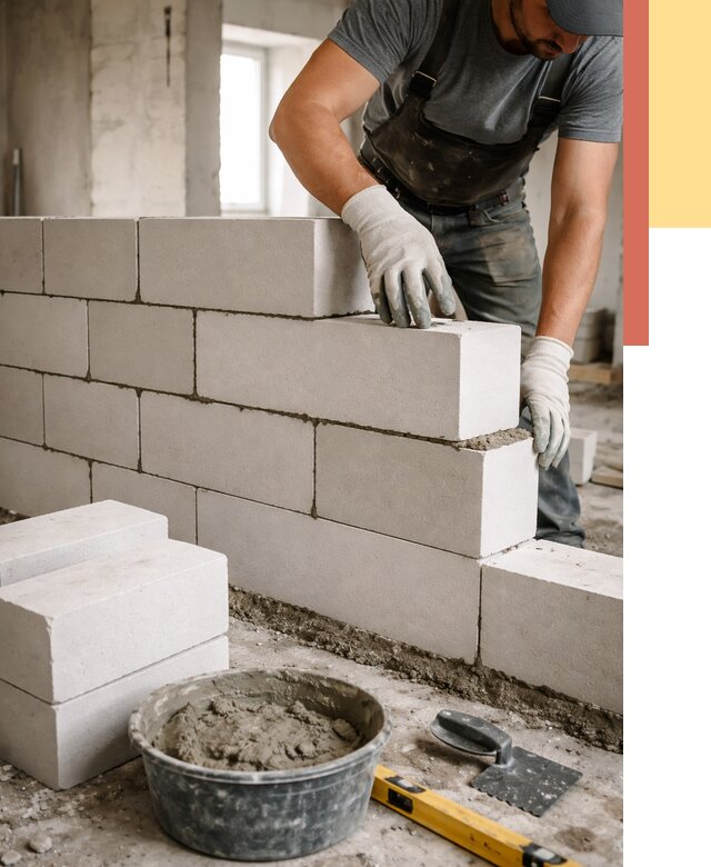 Кладка перегородок из силикатного блока в Бугуруслане от 4076 руб. под ключ | ОТДЕЛОЧНИК-Бгр