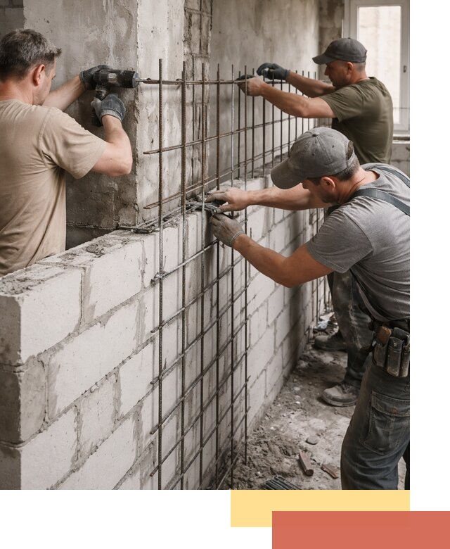 Армирование кладки перегородок в Бугуруслане профессионально и надёжно