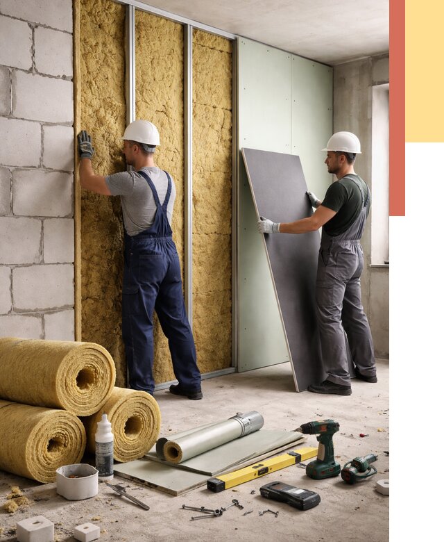 Шумоизоляция перегородок из блоков в Бугуруслане от 1885 руб./м² — быстро и недорого | ОТДЕЛОЧНИК-Бгр