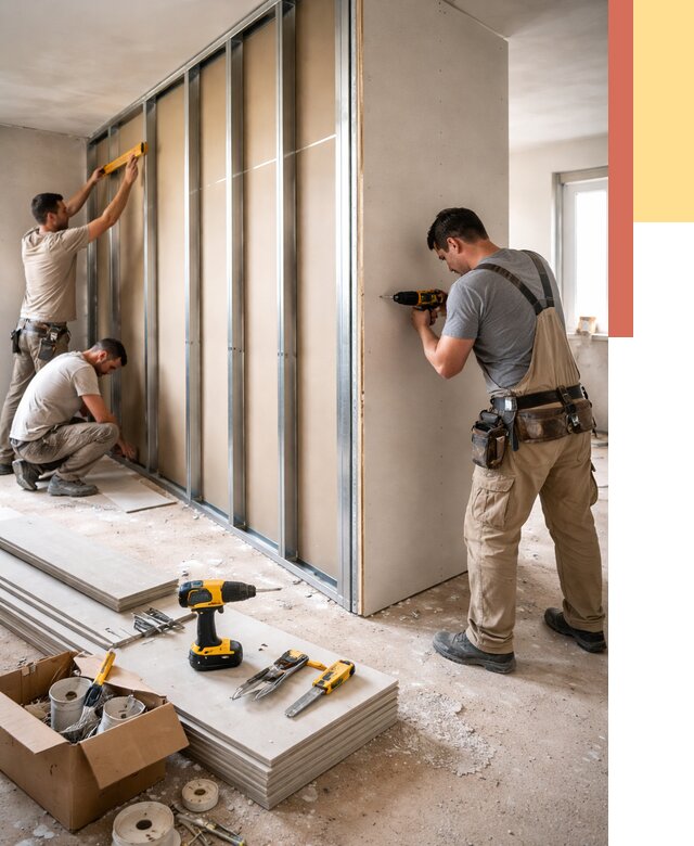 Монтаж однослойной перегородки из гипсокартона в Бугуруслане от 662 руб. | ОТДЕЛОЧНИК-Бгр