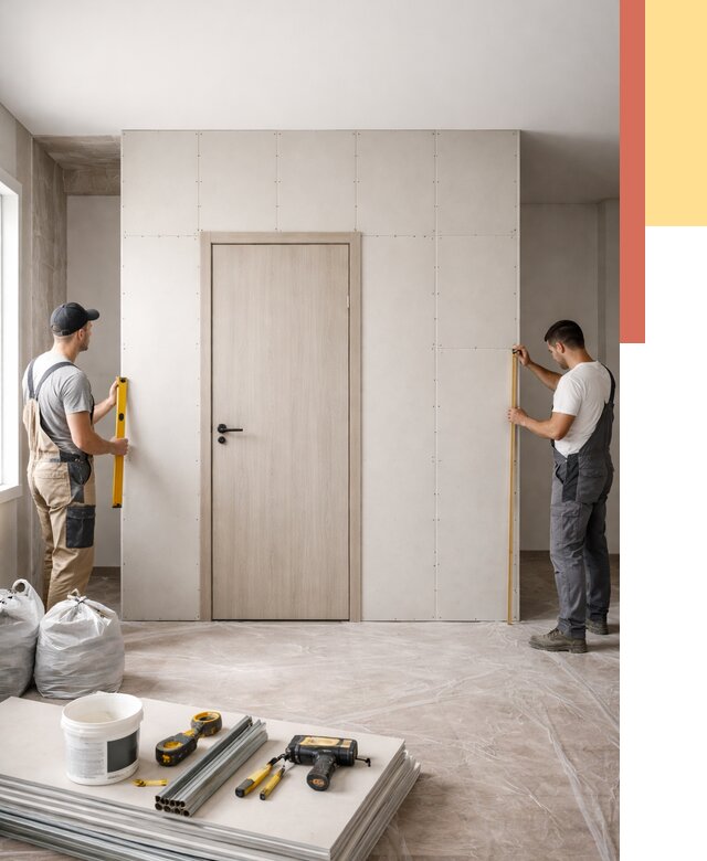 Перегородка из гипсокартона с дверью в Бугуруслане от 4586 руб. под ключ | ОТДЕЛОЧНИК-Бгр