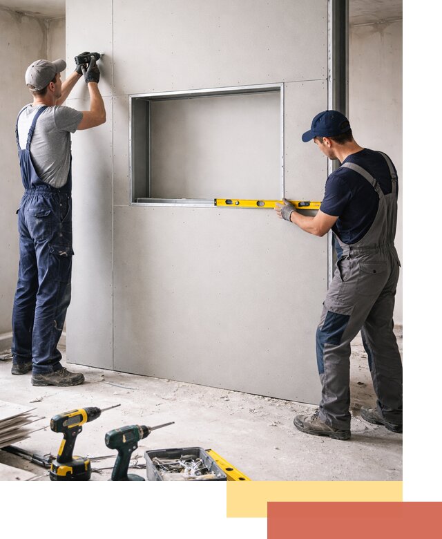 Перегородка из гипсокартона с нишей под декор в Бугуруслане