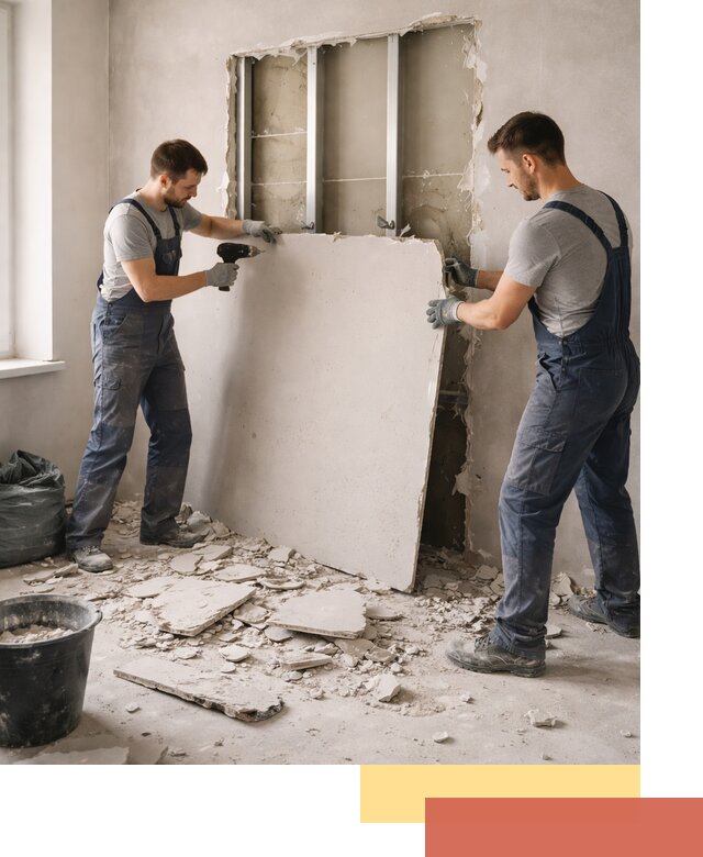 Демонтаж перегородки из гипсокартона в Бугуруслане быстрый и аккуратный