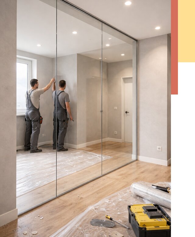 Безрамные стеклянные перегородки в Бугуруслане — монтаж от 9681 руб. | ОТДЕЛОЧНИК-Бгр