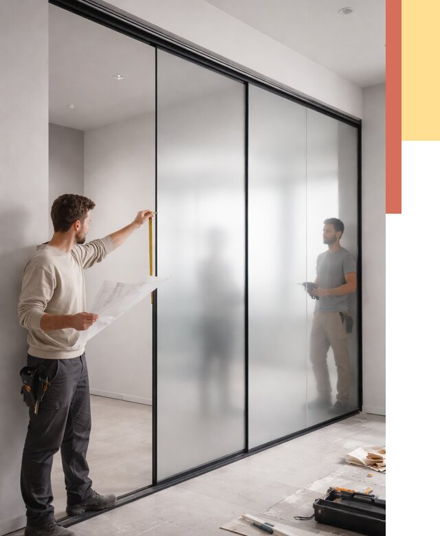 Матовые стеклянные перегородки в Бугуруслане от 8662 руб. — монтаж и установка | ОТДЕЛОЧНИК-Бгр