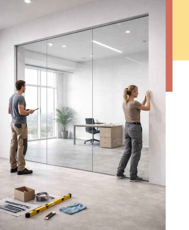 Перегородки из закаленного стекла в Бугуруслане от 9681 руб. под ключ | ОТДЕЛОЧНИК-Бгр