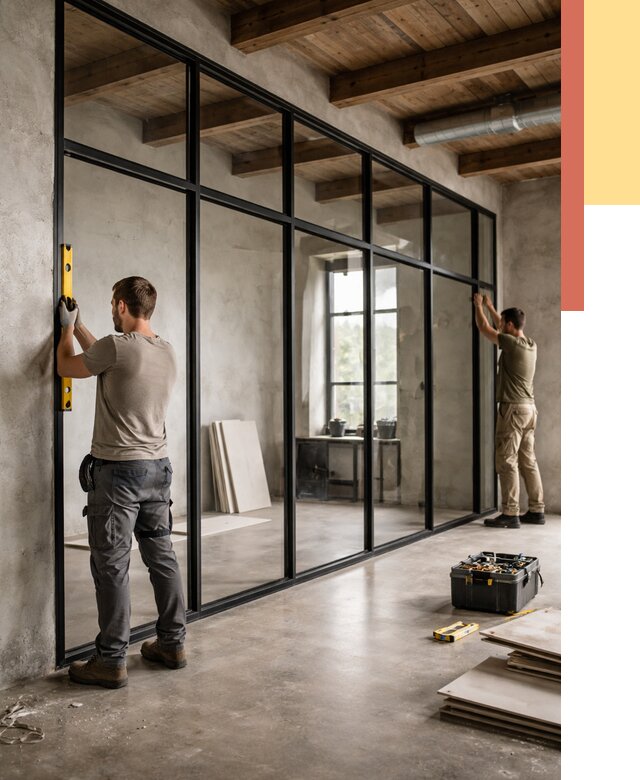 Стеклянные перегородки лофт в Бугуруслане от 10700 руб. под ключ | ОТДЕЛОЧНИК-Бгр