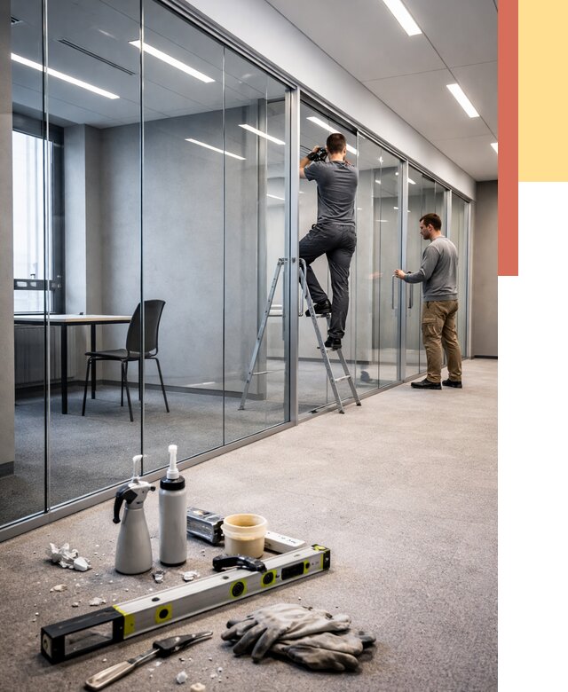 Стеклянные офисные перегородки в Бугуруслане от 8662 руб. — монтаж и установка | ОТДЕЛОЧНИК-Бгр