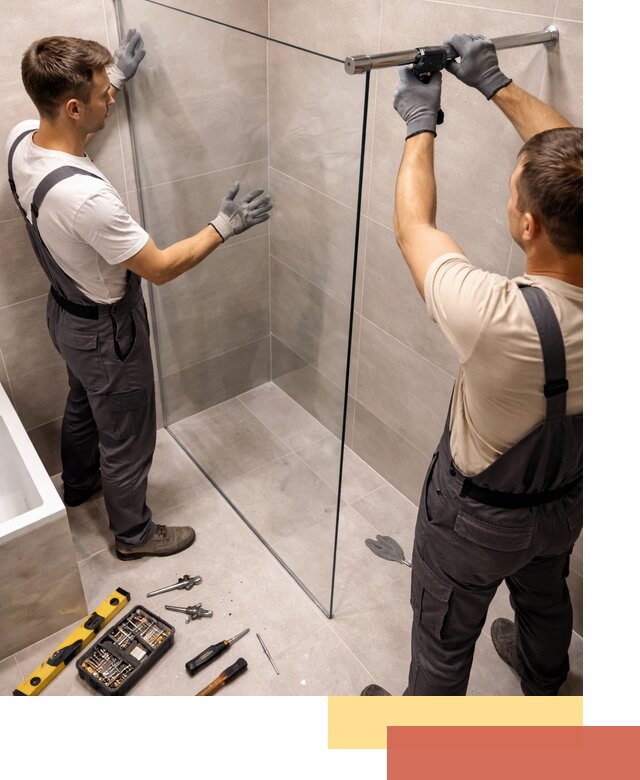 Стеклянные перегородки для душа в Бугуруслане — изготовление и монтаж