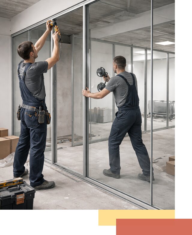 Алюминиевые перегородки со стеклом в Бугуруслане — изготовление и монтаж