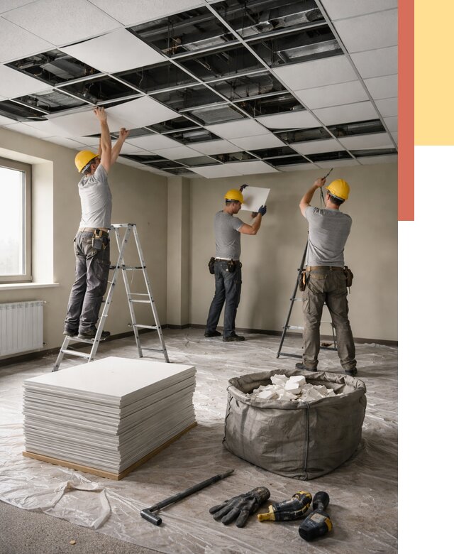 Демонтаж потолка Армстронг в Бугуруслане от 4586 руб. быстро и недорого | ОТДЕЛОЧНИК-Бгр