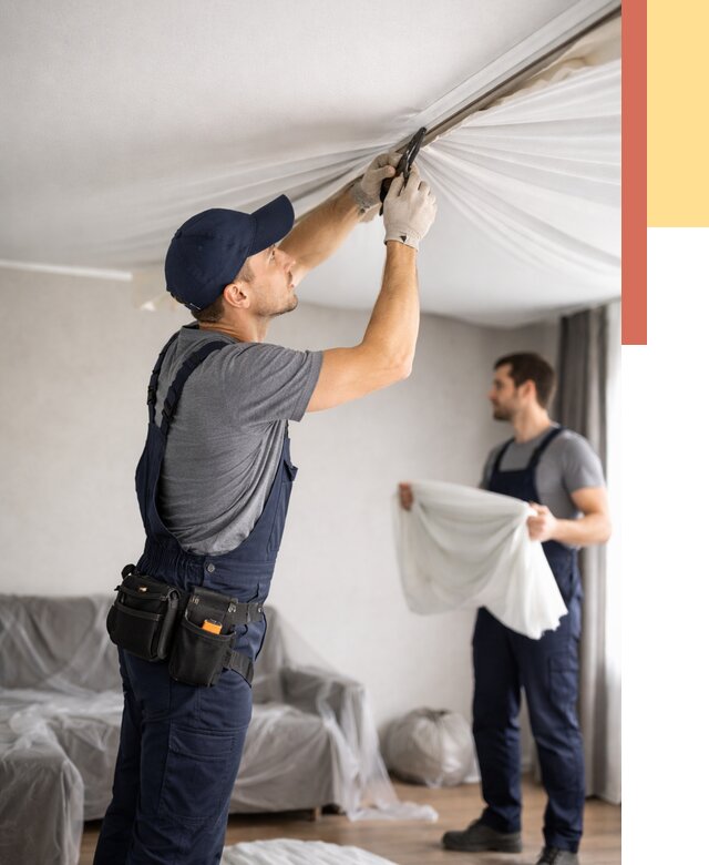 Демонтаж натяжного потолка в Бугуруслане от 4586 руб. — снятие и разбор под ключ | ОТДЕЛОЧНИК-Бгр