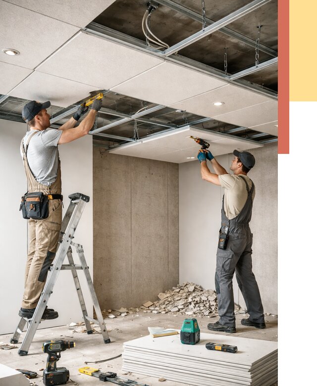 Монтаж акустического потолка в Бугуруслане от 6624 руб/м2 — быстро и недорого | ОТДЕЛОЧНИК-Бгр