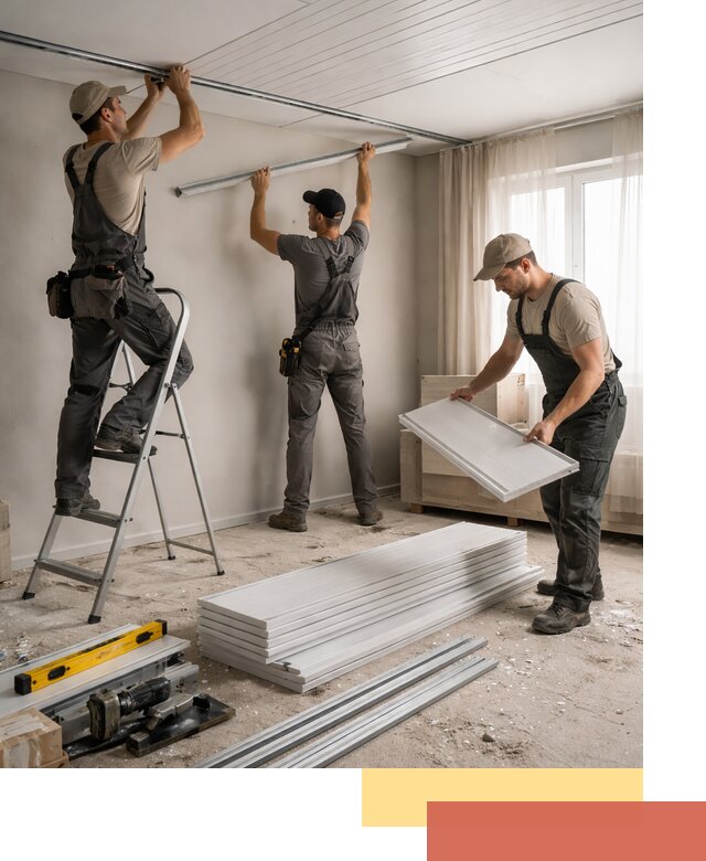 Монтаж потолка из ПВХ панелей в Бугуруслане оперативно и качественно