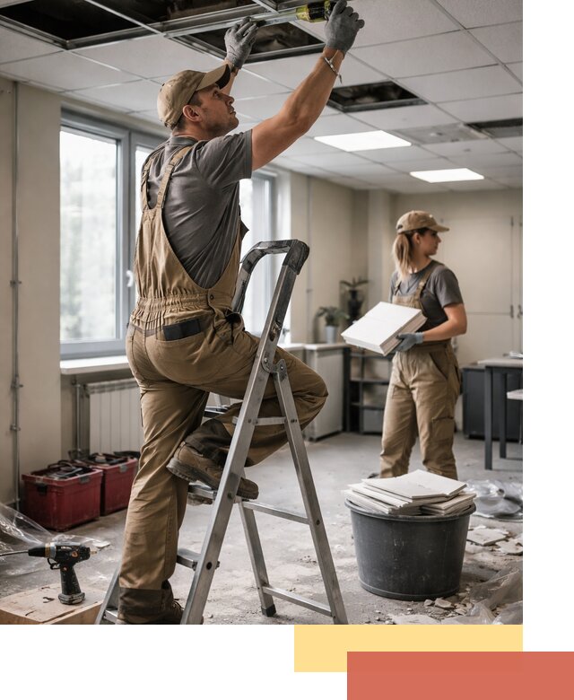 Ремонт потолка Армстронг и замена плит в Бугуруслане