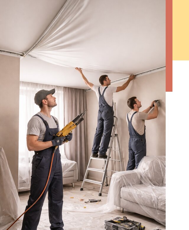 Установка натяжного потолка в Бугуруслане от 4586 руб. | Быстро и недорого — ОТДЕЛОЧНИК-Бгр