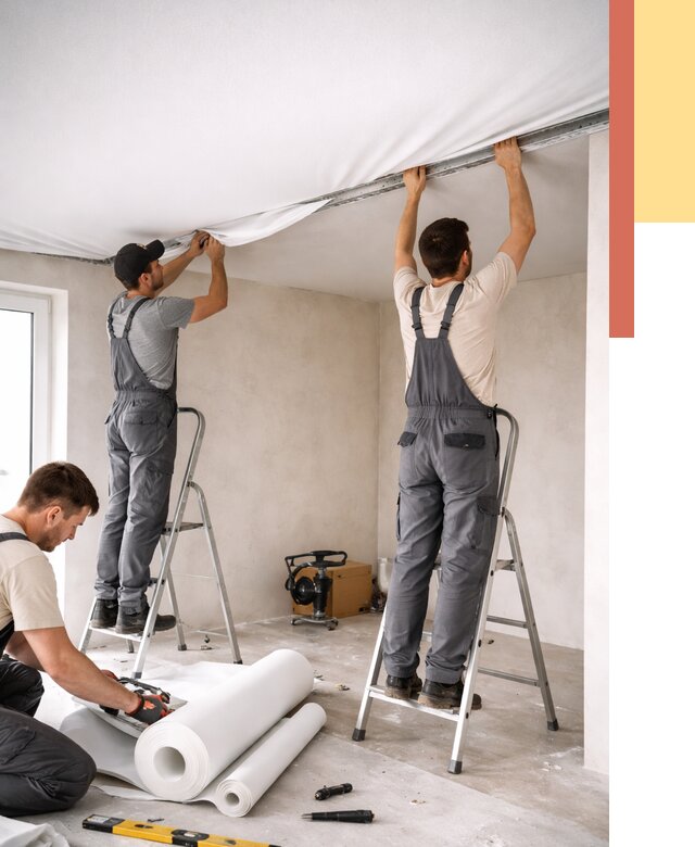 Монтаж тканевого натяжного потолка в Бугуруслане от 3567 руб. под ключ | ОТДЕЛОЧНИК-Бгр