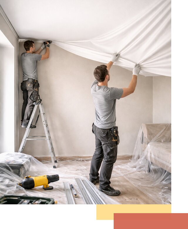 Монтаж тканевого натяжного потолка в Бугуруслане недорого и быстро