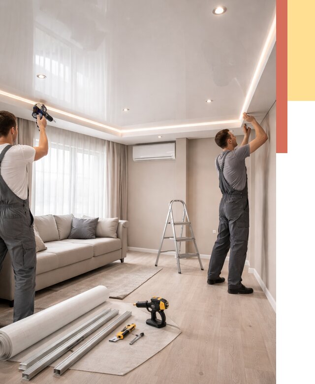 Монтаж глянцевого натяжного потолка в Бугуруслане от 764 руб. под ключ | ОТДЕЛОЧНИК-Бгр