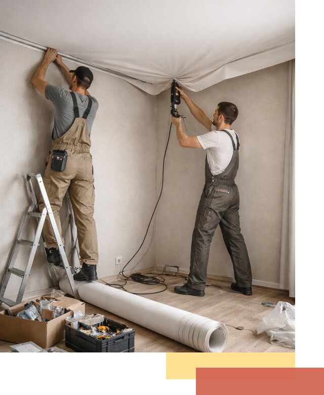 Монтаж цветного натяжного потолка в Бугуруслане за один день