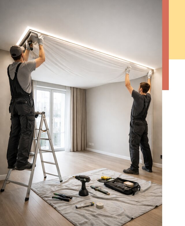 Монтаж парящего натяжного потолка в Бугуруслане от 4586 руб. быстро и недорого | ОТДЕЛОЧНИК-Бгр