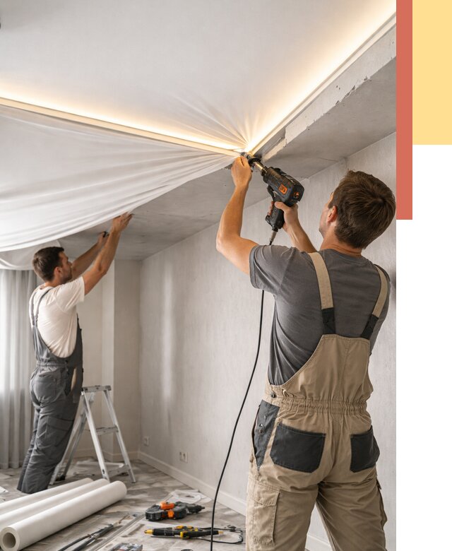 Монтаж натяжного потолка с подсветкой в Бугуруслане от 968 руб. | ОТДЕЛОЧНИК-Бгр