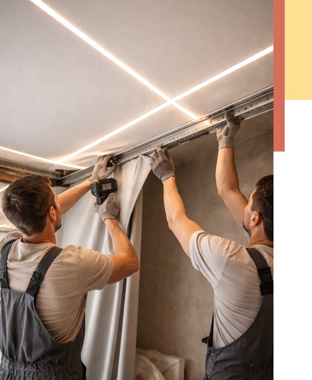 Монтаж натяжного потолка со световыми линиями в Бугуруслане от 1223 руб. | ОТДЕЛОЧНИК-Бгр