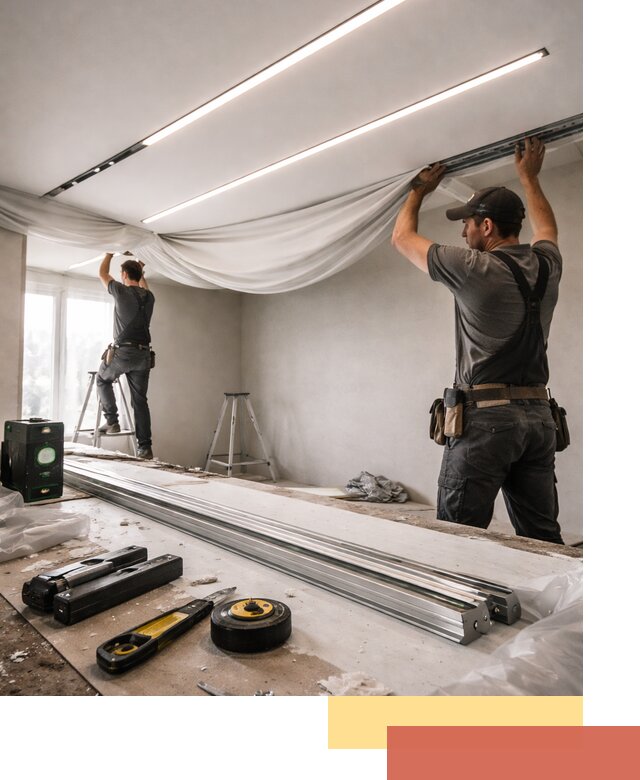 Монтаж натяжных потолков со световыми линиями в Бугуруслане