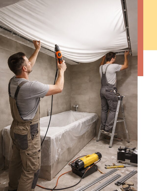 Монтаж натяжного потолка в ванной в Бугуруслане от 1223 руб. под ключ | ОТДЕЛОЧНИК-Бгр