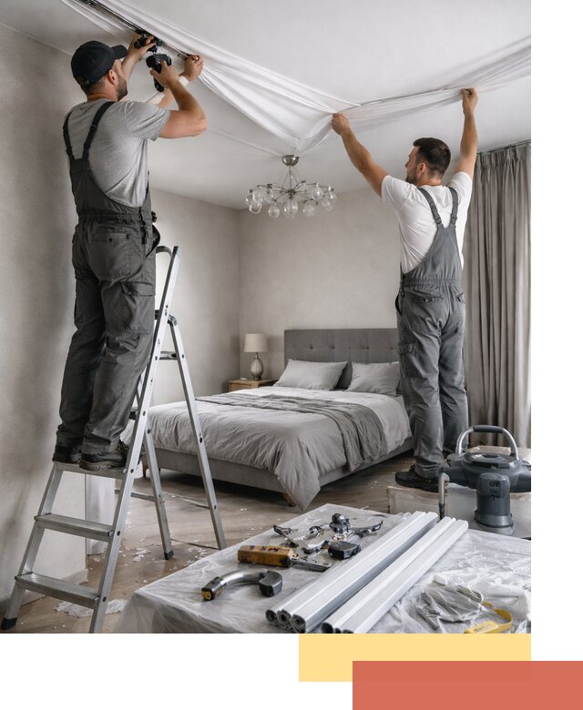 Монтаж натяжного потолка в спальне в Бугуруслане