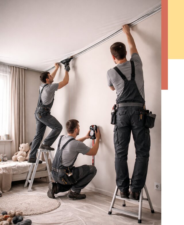 Монтаж натяжного потолка в детской в Бугуруслане от 3567 руб. — быстро и недорого | ОТДЕЛОЧНИК-Бгр