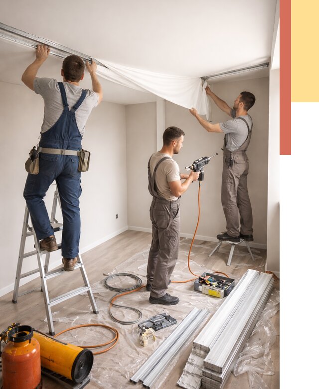 Монтаж натяжного потолка в студии в Бугуруслане от 5605 руб. — быстро и недорого | ОТДЕЛОЧНИК-Бгр